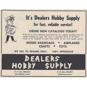 Dealers Hobby Supply Model u Vintage Print Ad Original 1954 Des Moines Iowa Ottu